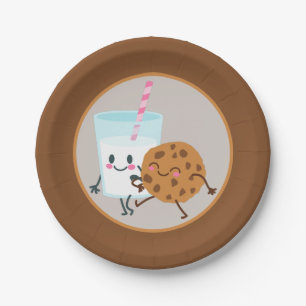 cute cookies and milk party paper plate