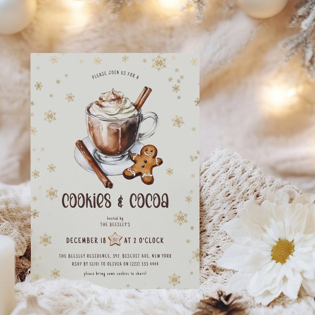 Cute Cookies & Cocoa Christmas Party Invitation (Creator Uploaded)