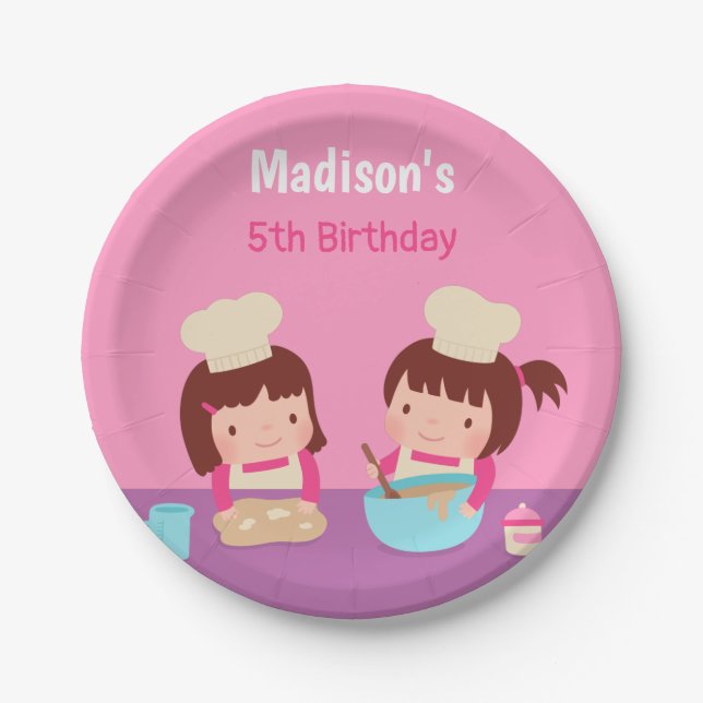 Cute Cooking Baking Girls Birthday Party Supplies Paper Plate (Front)