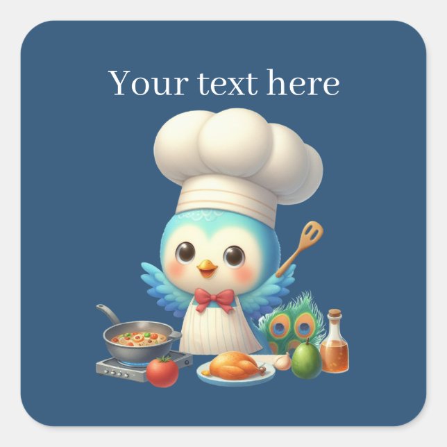 Cute cooking Blue bird   Square Sticker (Front)