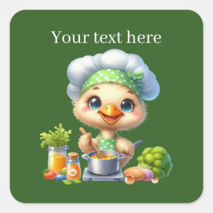 Cute cooking duck customisable  square sticker