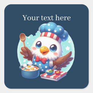 Cute cooking Eagle customisable Square Sticker