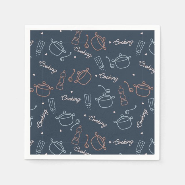 cute cooking kitchen tools pattern napkin (Front)