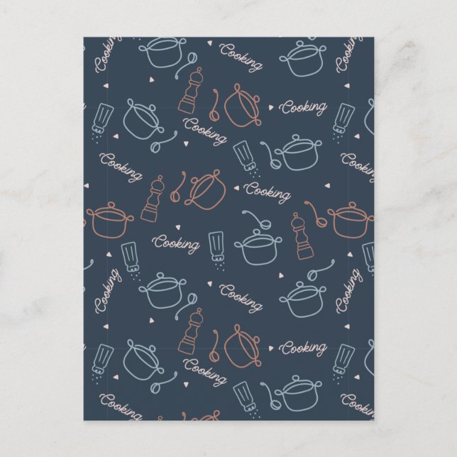 cute cooking kitchen tools pattern postcard (Front)