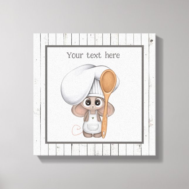 cute cooking mouse add text kitchen  canvas print (Front)