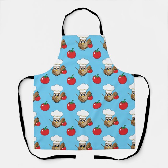 Cute Cooking Owl Cartoon Apron (Front)