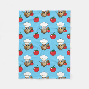 Cute Cooking Owl Cartoon Fleece Blanket