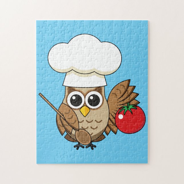 Cute Cooking Owl Cartoon Jigsaw Puzzle (Vertical)
