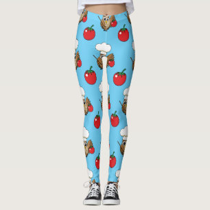 Cute Cooking Owl Cartoon Leggings