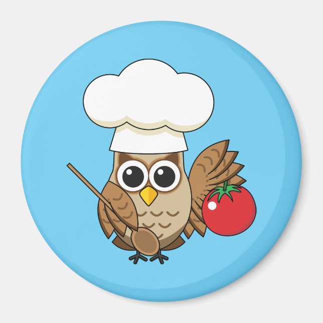 Cute Cooking Owl Cartoon Magnet (Front)