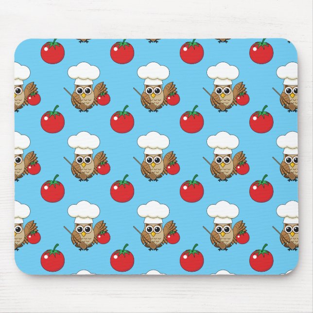 Cute Cooking Owl Cartoon Mouse Pad (Front)