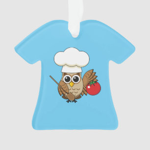 Cute Cooking Owl Cartoon Ornament