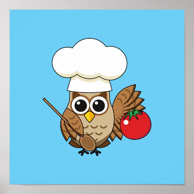 Cute Cooking Owl Cartoon Poster (Front)