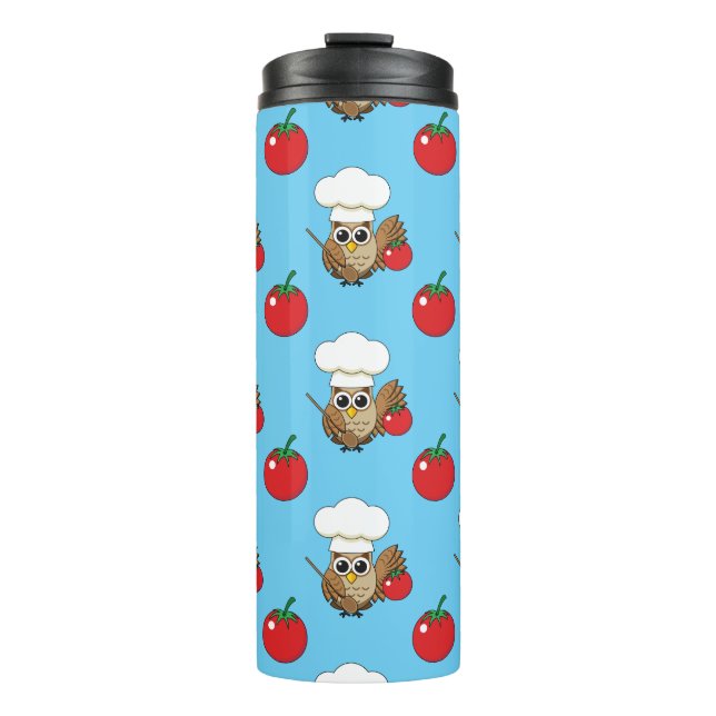 Cute Cooking Owl Cartoon Thermal Tumbler (Front)