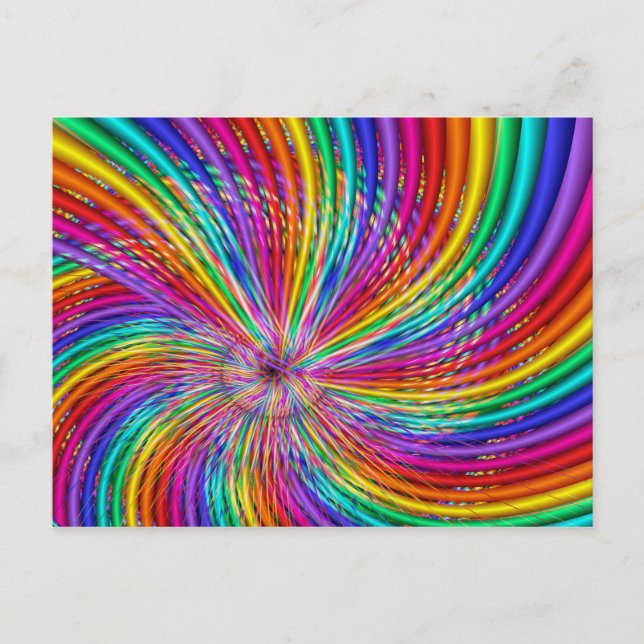 Cute Cool Abstract Pattern "Rainbow Swirl" Postcard (Front)
