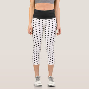 Cute cool Black White polka dots retro pattern Capri Leggings