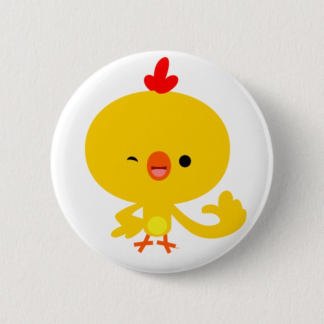 Cute Cool Cartoon Chicken Button Badge (Front)