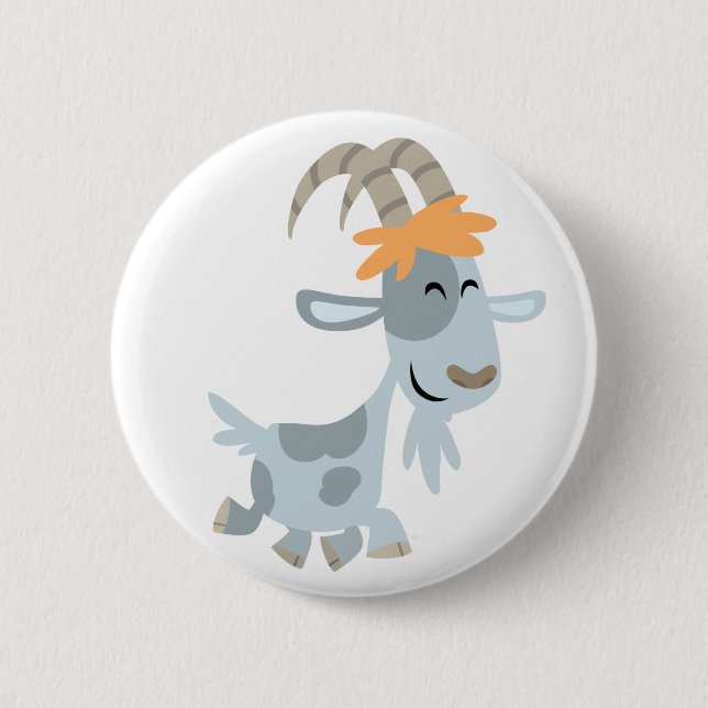 Cute Cool Cartoon  Goat Button Badge (Front)