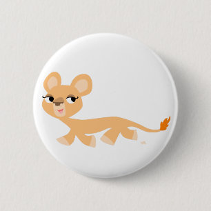 Cute Cool Cartoon Lioness Button Badge
