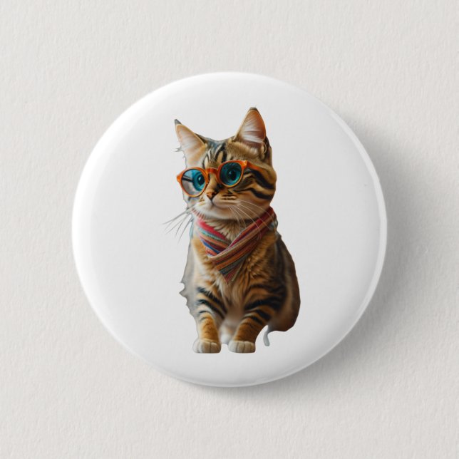 Cute Cool Cat   6 Cm Round Badge (Front)