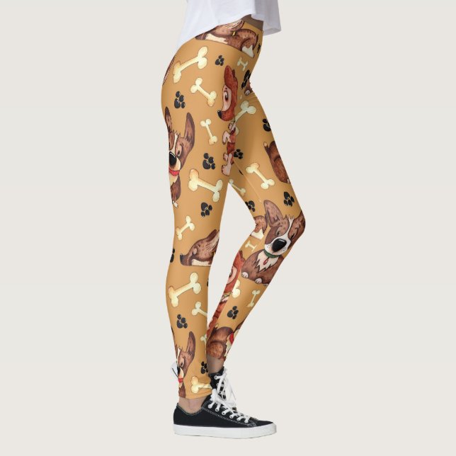cute cool dog theme pet lover pattern leggings (Right)