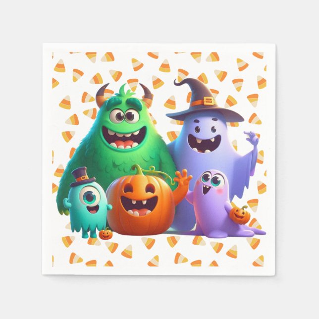 Cute  & Cool, Halloween Monsters   Napkin (Front)
