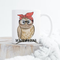 Cute Cool Hipster Owl in Glasses & Red Bandanna