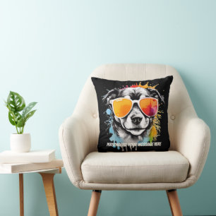 Cute Cool Puppy Dog with Sunglasses Cushion