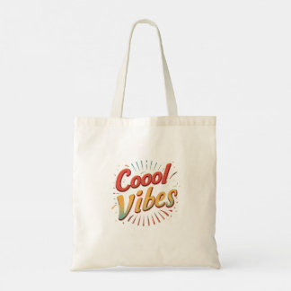 Cute cool vibes design with retro colour palette tote bag