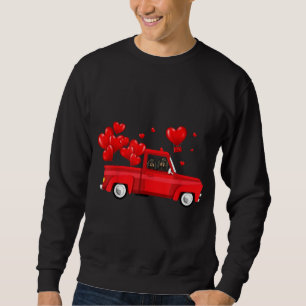 Cute Coonhound Riding Red Truck Love Valentine's D Sweatshirt