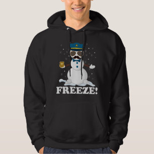 Cute Cop Snowman Freeze Funny Police Christmas Par Hoodie