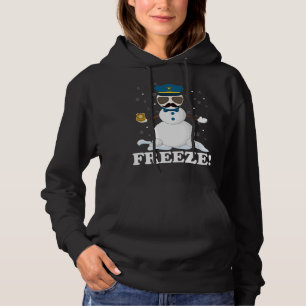Cute Cop Snowman Freeze Funny Police Christmas Par Hoodie