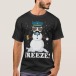 Cute Cop Snowman Freeze Funny Police Christmas Par T-Shirt<br><div class="desc">Cute Cop Snowman Freeze Funny Police Christmas Party Gift</div>