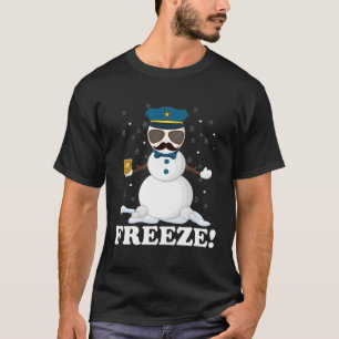 Cute Cop Snowman Freeze Funny Police Christmas Par T-Shirt