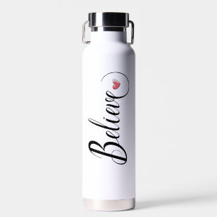 Cute copper vacuum insulated heart believe water bottle