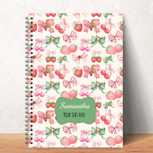 Cute Coquette aesthetic girly strawberry pattern Notebook