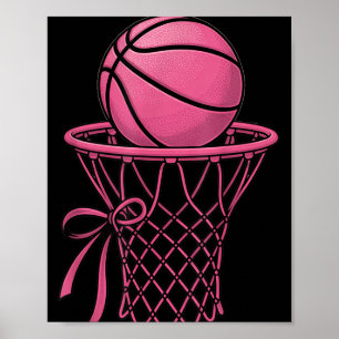 Cute Coquette Basketball Aesthetic Pink Hoop Style Poster