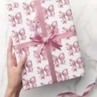 Cute Coquette Blush Pink Bow Pattern