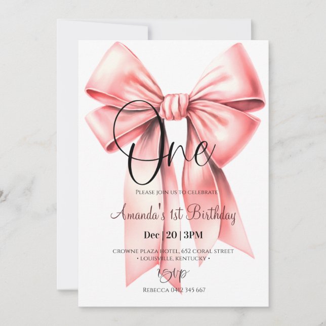 Cute Coquette Bow Birthday Invitation (Front)