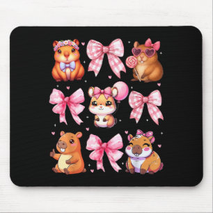 Cute Coquette Bow Capybara Pajamas Pjs Clothes Gir Mouse Pad