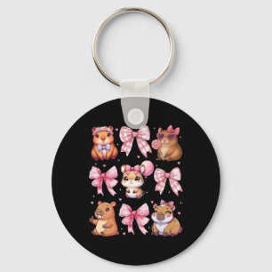 Cute Coquette Bow Capyra Pyjamas Pjs Clothes Girls Key Ring