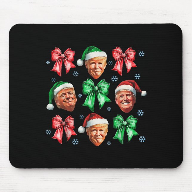 Cute Coquette Bow Christmas Donald Trump 2024 Sant Mouse Pad (Front)
