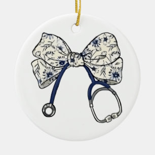 Cute Coquette Bow Coquette Bow Nurse Nursing Ceramic Ornament