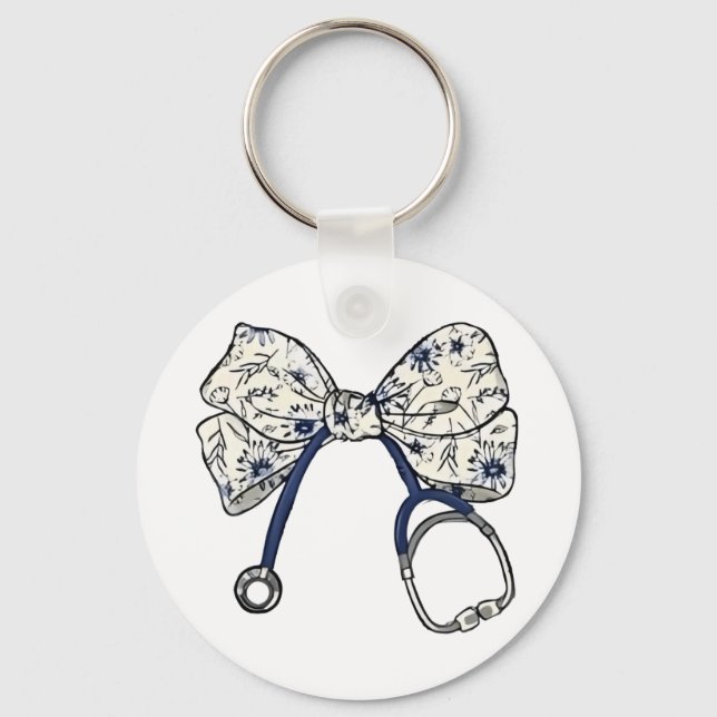 Cute Coquette Bow Coquette Bow Nurse Nursing Key Ring (Front)