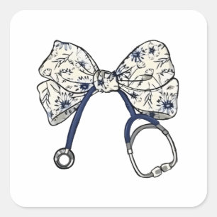 Cute Coquette Bow Coquette Bow Nurse Nursing Square Sticker