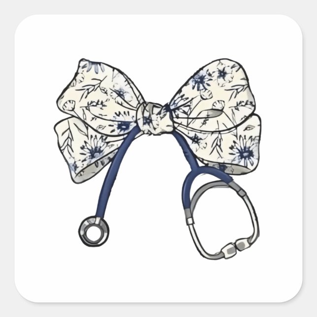 Cute Coquette Bow Coquette Bow Nurse Nursing Square Sticker (Front)