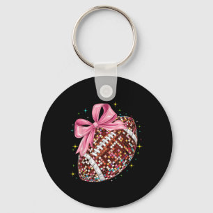 Cute Coquette Bow Funny Football Lover Game Day Fo Key Ring