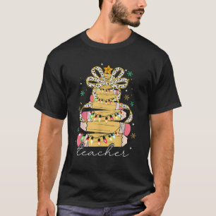 Cute Coquette Bow Funny Teacher Christmas Pencil T T-Shirt