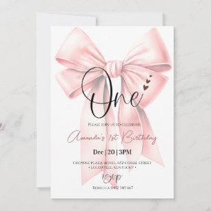 Cute Coquette Bow girl Birthday Invitation