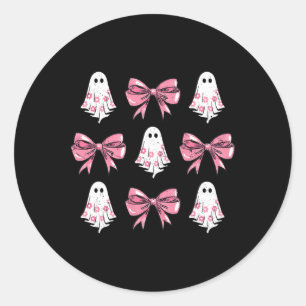 Cute Coquette Bow Halloween Costume Floral Ghost B Classic Round Sticker